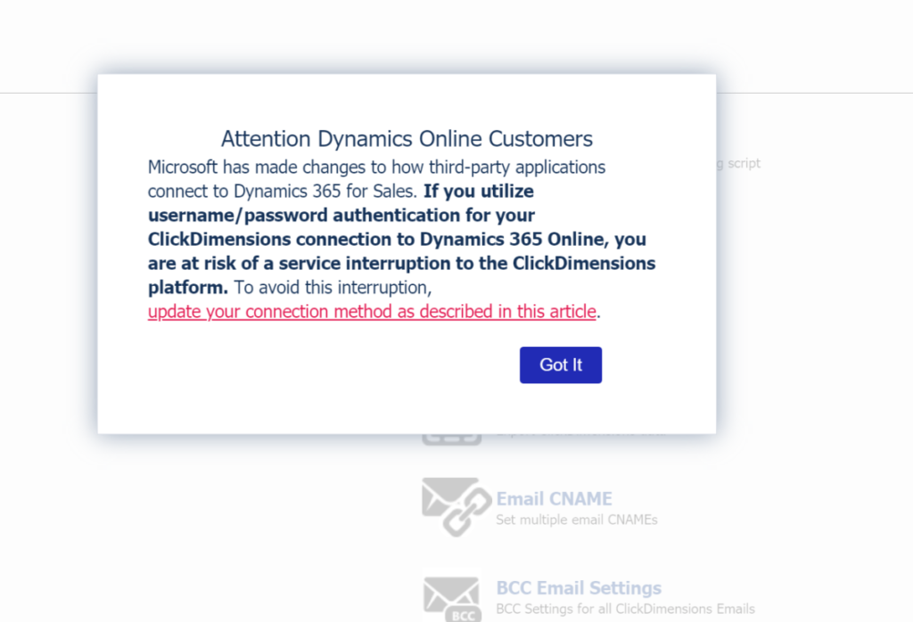 CD-warning - enCloud9 | Dynamics 365 Consultants ClickDImensions Authentication